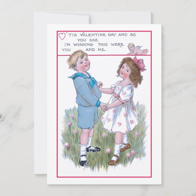 Tarjeta Festiva Dulce Vintage Valentine Children (Anverso)
