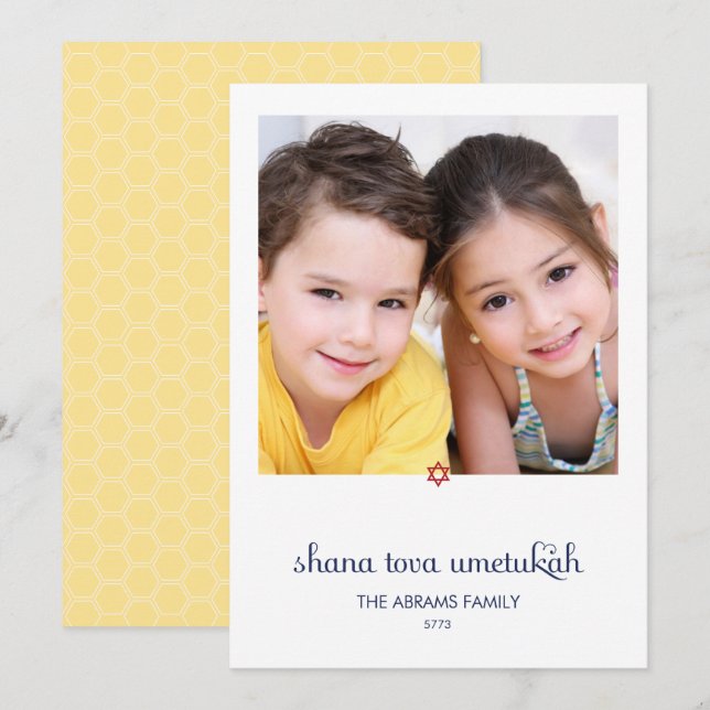 Tarjeta Festiva Dulces deseos Rosh Hashanah Photo Card (Anverso / Reverso)