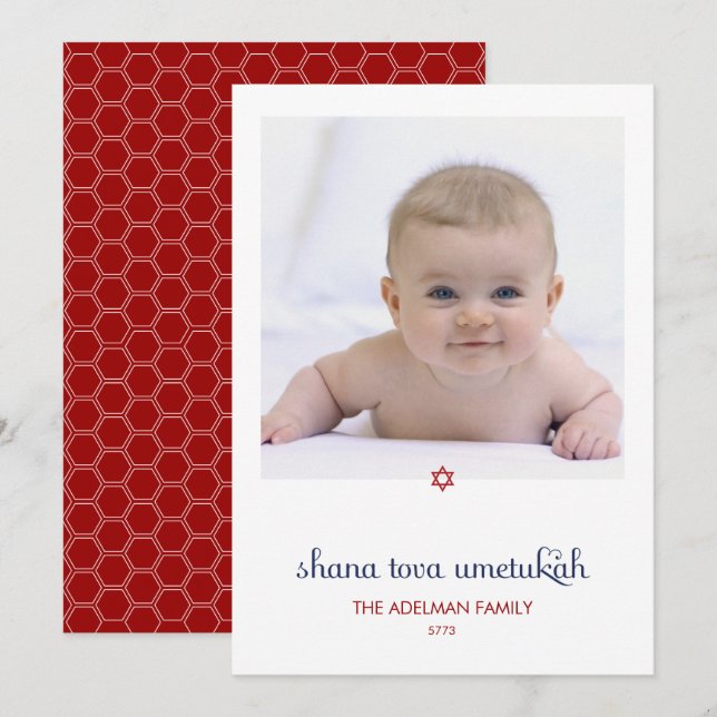 Tarjeta Festiva Dulces deseos Rosh Hashanah Photo Card (Anverso / Reverso)
