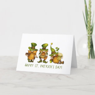 Tarjeta Festiva Dulces Gnomos Irlandeses Feliz Día de San Patricio