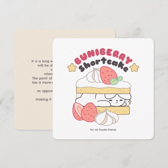 Tarjeta Festiva Dulces pulseras: Deliciosa tarta de Buniberry (Anverso / Reverso)