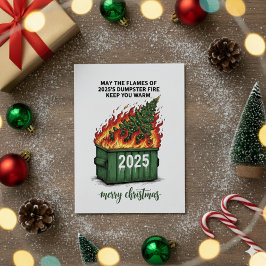 Tarjeta Festiva Dumpster Fire Christmas Card 2025 Funny Humor