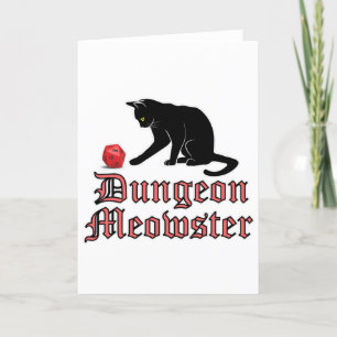 Tarjeta Festiva Dungeon Meowster Funny RPG Cat con dados