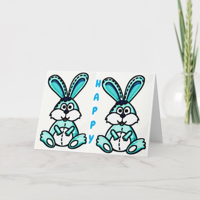 TARJETA FESTIVA DUPLICAR LOS BUNNIES CON DOBLES DESEOS PARA MÁS FÁ (Anverso)