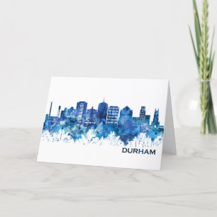 Tarjeta Festiva Durham North Carolina Skyline Blue