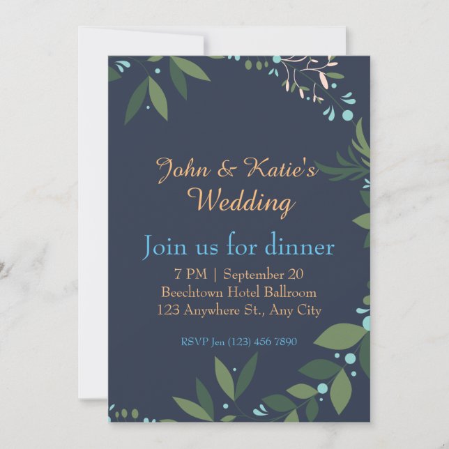 Tarjeta Festiva Dusty Blue Eucalyptus Greenery Suculento Boda (Anverso)