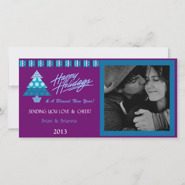 Tarjeta Festiva E2 Holiday Tree-Plumb Xmas Photo Cards (Anverso)