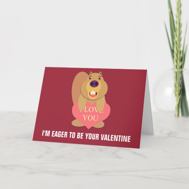 Tarjeta Festiva Eager Beaver Valentine (Anverso)