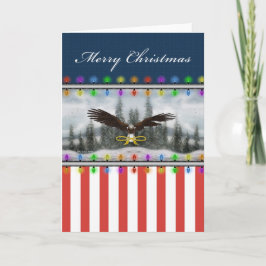 Tarjeta Festiva Eagle Patriótico Merry Christmas Blank Card