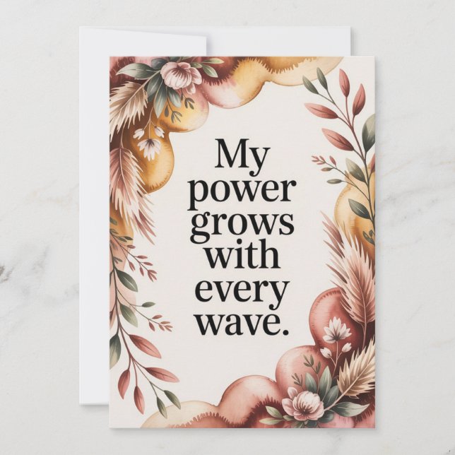 Tarjeta Festiva Earthy Birth Wave Strength Quote (Anverso)