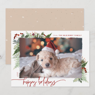 Tarjeta Festiva Earthy Boho Greenery Burgundy Beige Foto