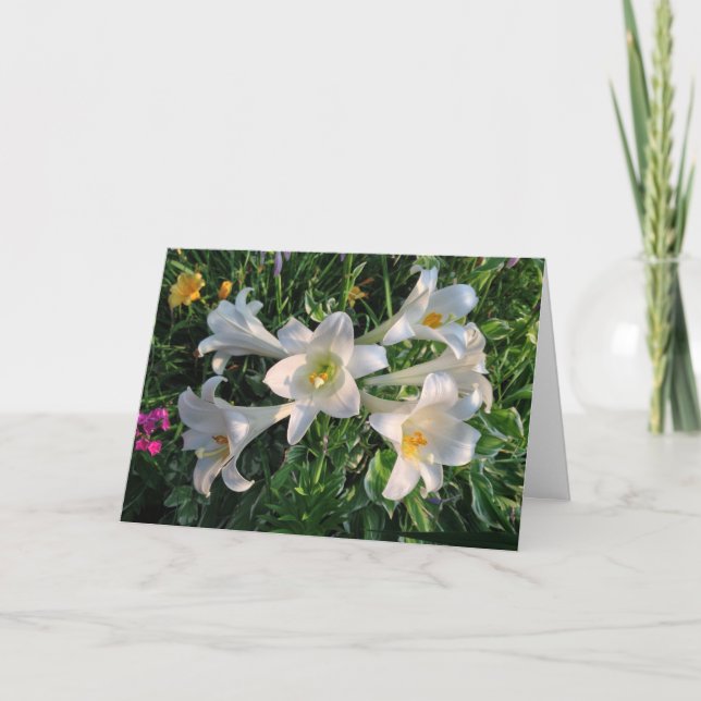 Tarjeta Festiva Easter Blessings Lily Flowers (Anverso)