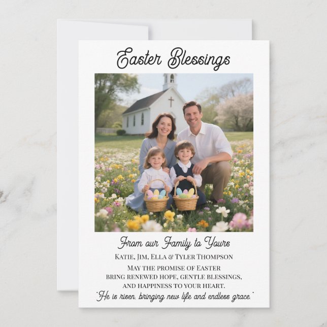 Tarjeta Festiva Easter Blessings  Personalized Photo Template (Anverso)