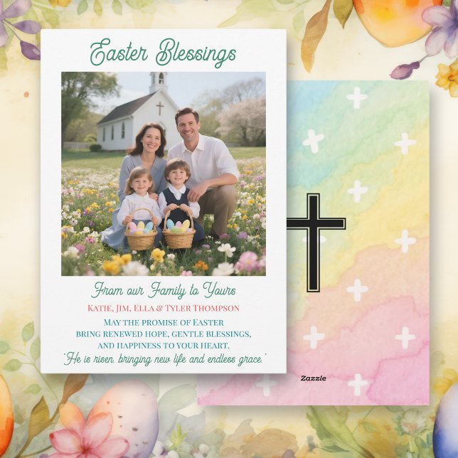 Tarjeta Festiva Easter Blessings  Personalized Photo Template (Subido por el creador)