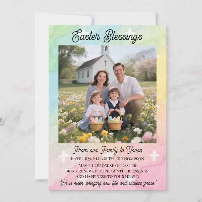 Tarjeta Festiva Easter Blessings  Personalized Photo Template (Anverso)