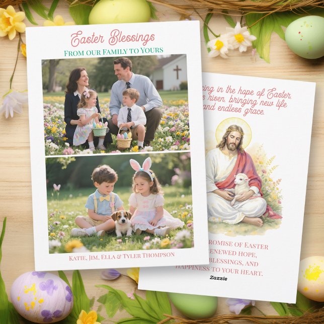 Tarjeta Festiva Easter Blessings Religious Photo Template (Subido por el creador)
