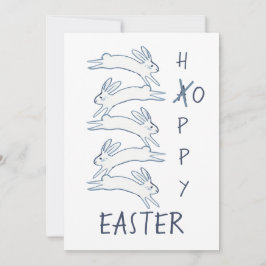 Tarjeta Festiva Easter Blue Rabbit Bunny Simple Drawing Cute