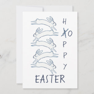 Tarjeta Festiva Easter Blue Rabbit Bunny Simple Drawing Cute