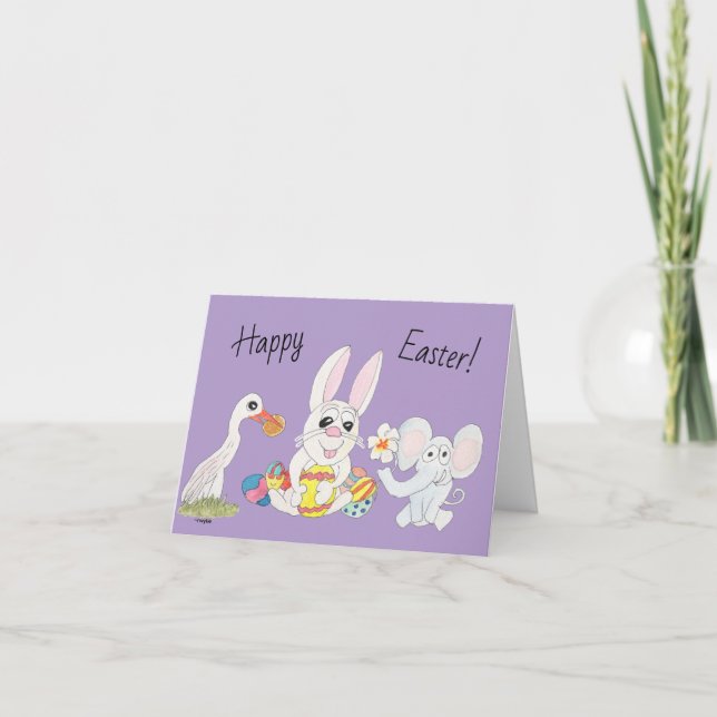 Tarjeta Festiva Easter Bunny and Friends (Anverso)