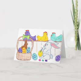 Tarjeta Festiva Easter Bunny Decorating Eggs