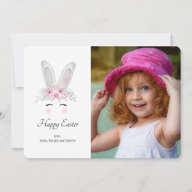 Tarjeta Festiva Easter Bunny Ears Photo Easter Card (Anverso)