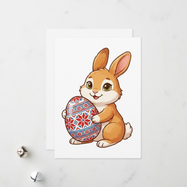 Tarjeta Festiva Easter Bunny Glossy Greeting Card | Minimalist (Anverso/Reverso In Situ)