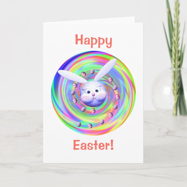Tarjeta Festiva Easter Bunny Head Spin (Anverso)