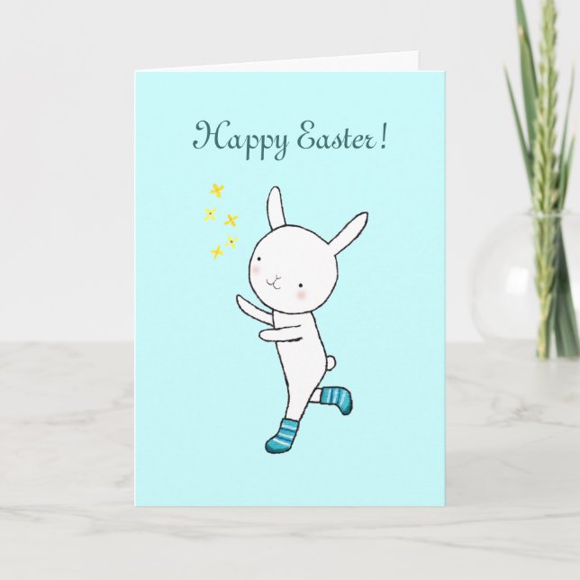 Tarjeta Festiva Easter Bunny Rabbit Cute Happy Easter Card (Anverso)