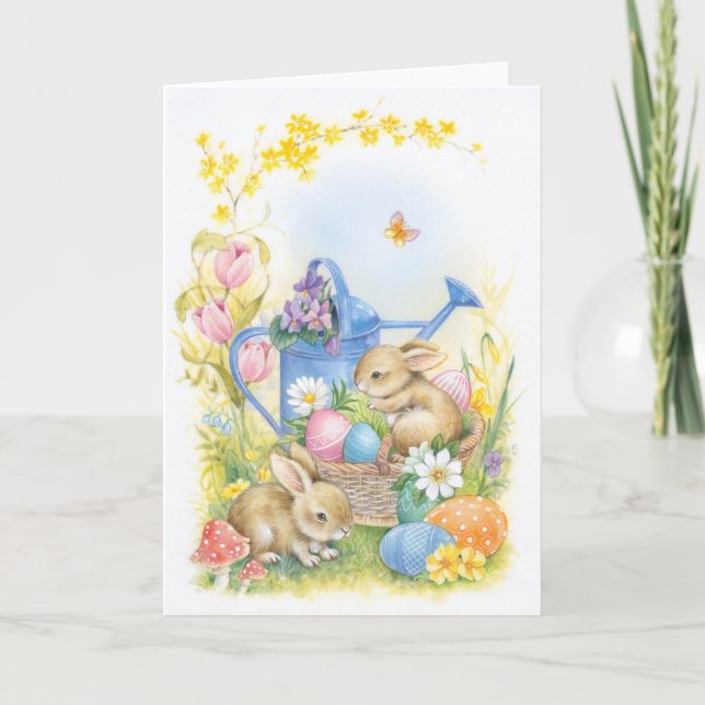 Tarjeta Festiva Easter card, bunnies (Anverso)
