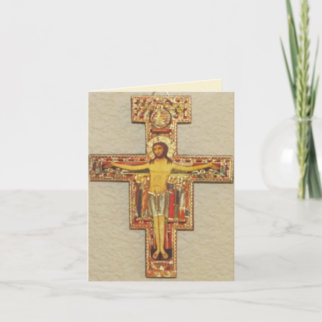Tarjeta Festiva Easter Card--Franciscan Cross (Anverso)