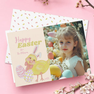 Tarjeta Festiva Easter Chick Bunny Ears Jelly Bean Nombre de la fo