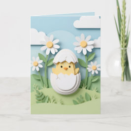 Tarjeta Festiva Easter Chick Papercraft Daisy Flowers Spring