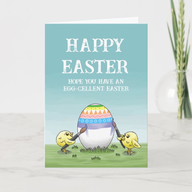 Tarjeta Festiva Easter chicks egg-cellent Easter (Anverso)