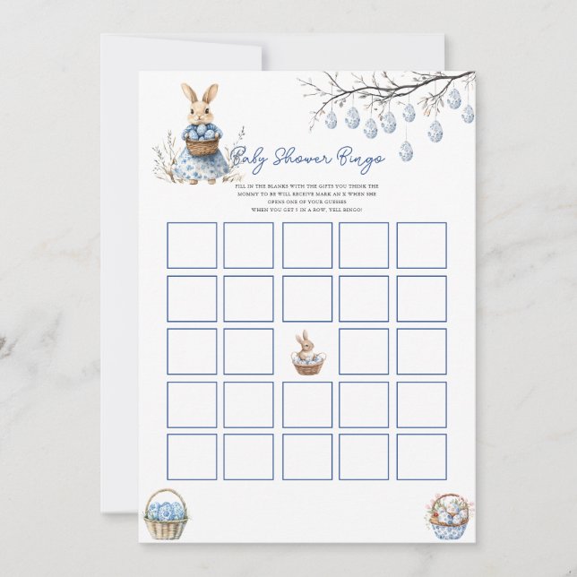 Tarjeta Festiva Easter Chinoiserie Bingo Baby Shower Game Card (Anverso)