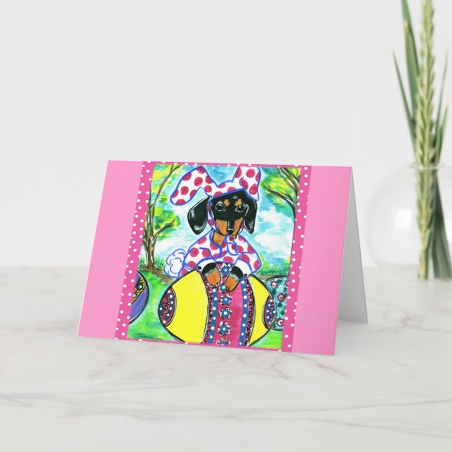 Tarjeta Festiva Easter Dachshund (Anverso)