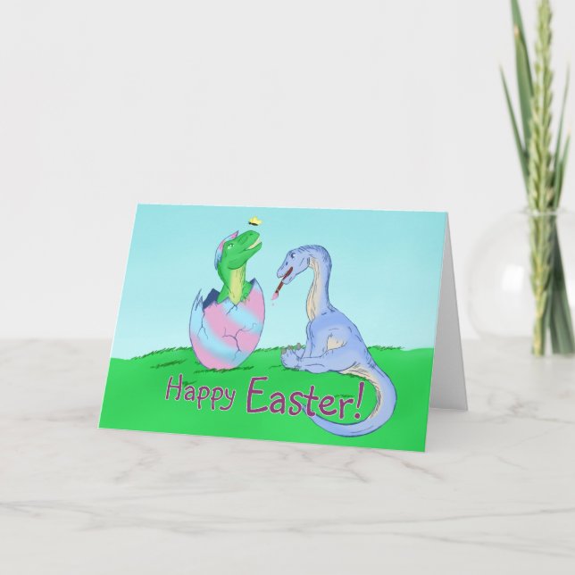 Tarjeta Festiva Easter Dinos (Anverso)