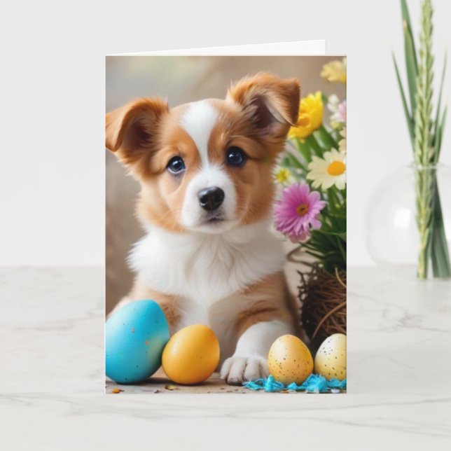 Tarjeta Festiva Easter dog background (Anverso)