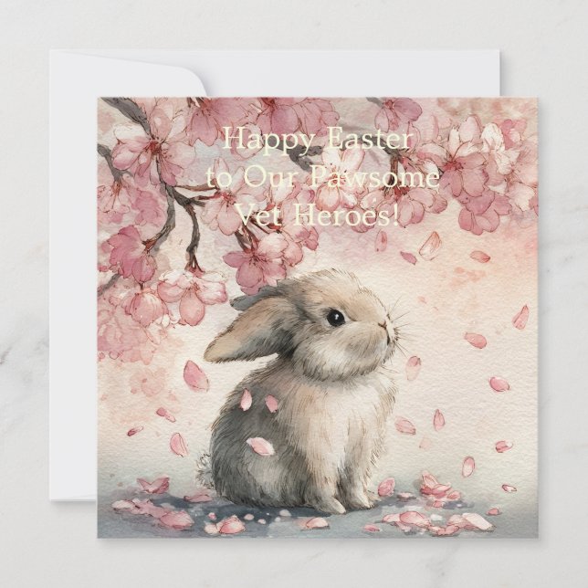 Tarjeta Festiva Easter flat holiday card for Veterinary Personal (Anverso)