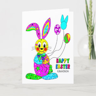 Tarjeta Festiva EASTER Grandson kaleidoscope Conejo colorido