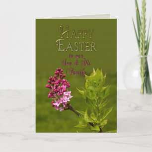 TARJETA FESTIVA EASTER - HIJO Y SU FAMILIA - LILACS