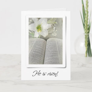 Tarjeta Festiva Easter Lilies and Holy Bible
