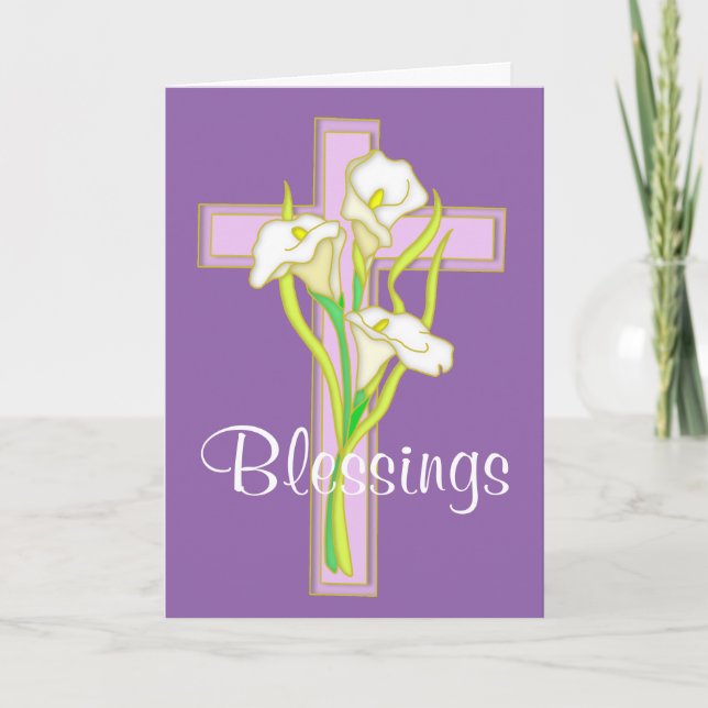 Tarjeta Festiva Easter Lily Blessings (Anverso)