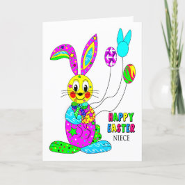 Tarjeta Festiva EASTER Niece kaleidoscope Bunny colorido
