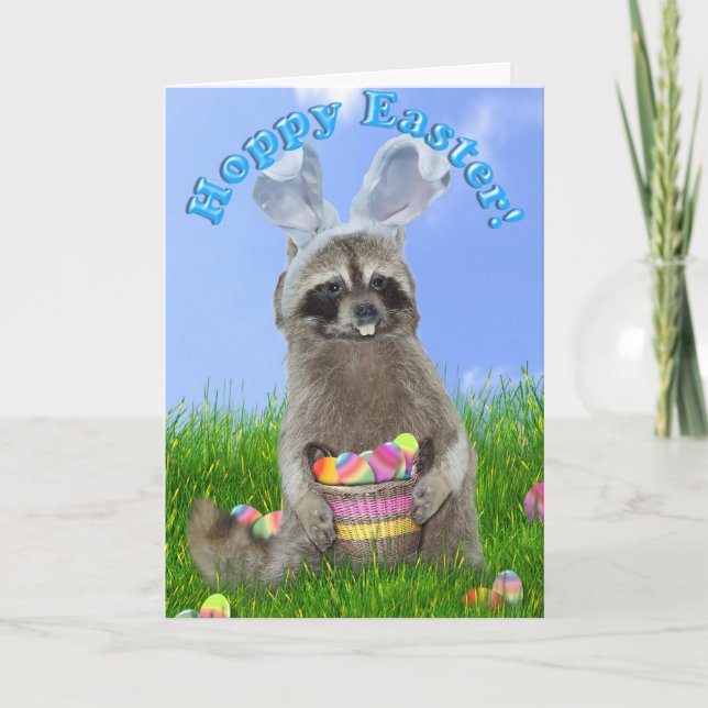 Tarjeta Festiva Easter Raccoon Bandit (Anverso)