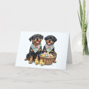 Tarjeta Festiva Easter Rottweiler Dogs Easter Basket