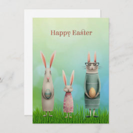 Tarjeta Festiva Easter Three Bunnies in Grass Card
