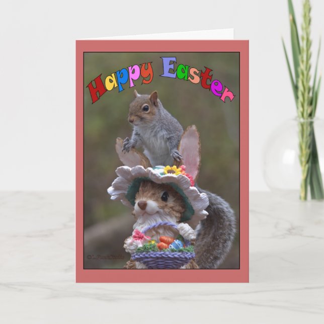 Tarjeta Festiva EasterFeaturing feliz lindo, imagen divertida de (Anverso)
