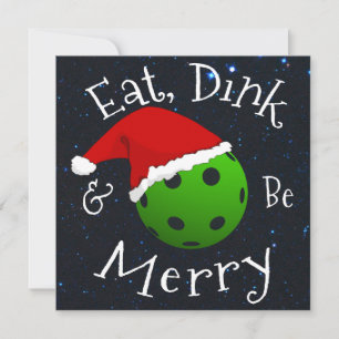 Tarjeta Festiva Eat Dink and Be Merry Christmas Pickleball