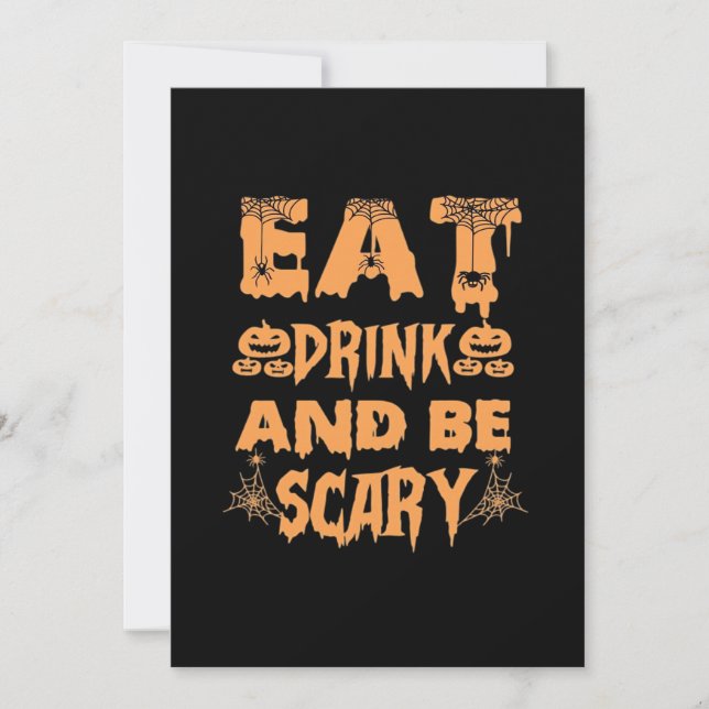 Tarjeta Festiva Eat Drink And Be Scary Funny Design (Anverso)