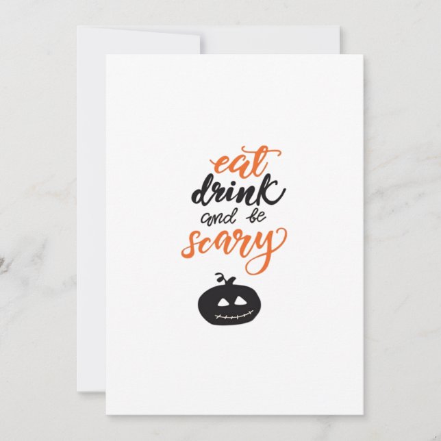 Tarjeta Festiva Eat Drink And Be Scary Funny Halloween (Anverso)